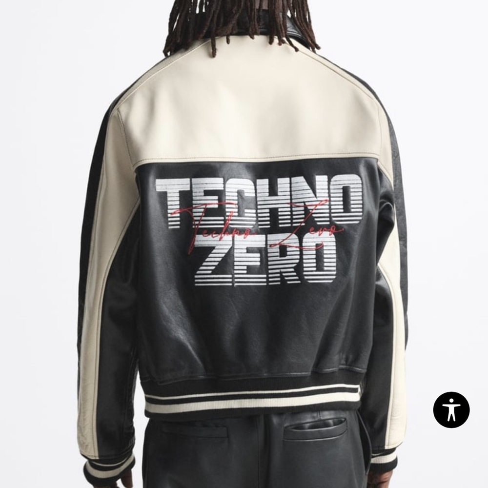 Contrast leather jacket - Picture 3 of 5